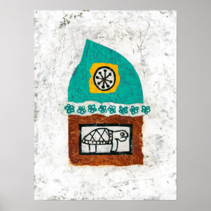 Turtle Itching Fish Goes To Market Poster Wall Art