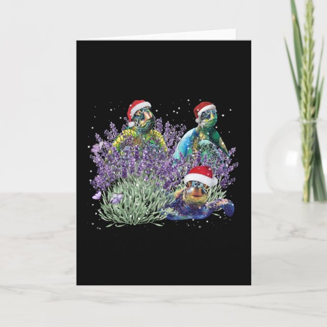 Turtle Lavender Christmas Shirt Holiday Christmas Card (Front)