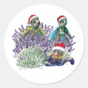 Turtle Lavender Christmas Shirt Holiday Christmas Classic Round Sticker
