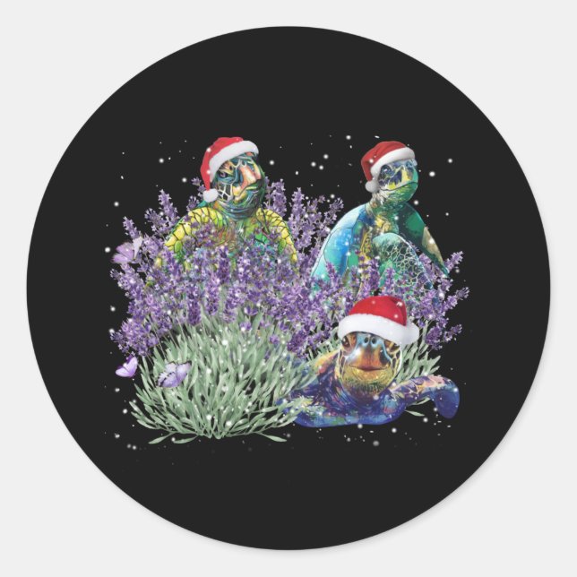Turtle Lavender Christmas Shirt Holiday Christmas Classic Round Sticker (Front)