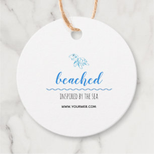 Turtle Logo Beach Theme White Hang Tag