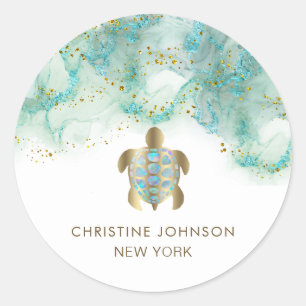 turtle logo classic round sticker