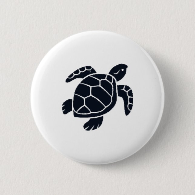 Turtle Logo Emblem Red-Eared Slider Tortoise Copy 2 Inch Round Button (Front)