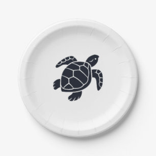 Turtle Logo Emblem Red-Eared Slider Tortoise Copy Paper Plate