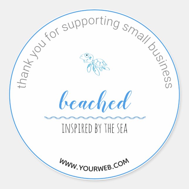 Turtle Logo Plage thème Merci Étiquette (Devant)