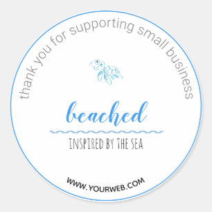 Turtle Logo Plage thème Merci Étiquette
