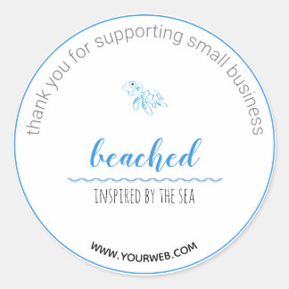 Turtle Logo Plage thème Merci Étiquette