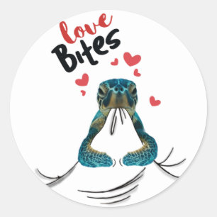 Turtle Love Bites T-Shirt Valentines Gifts T-Shirt Classic Round Sticker