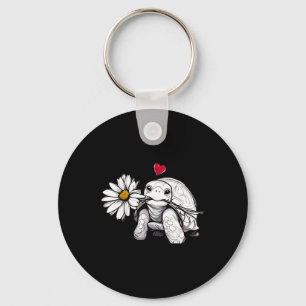 Turtle Love Flower Daisy Nature Wildflowers Animal Keychain