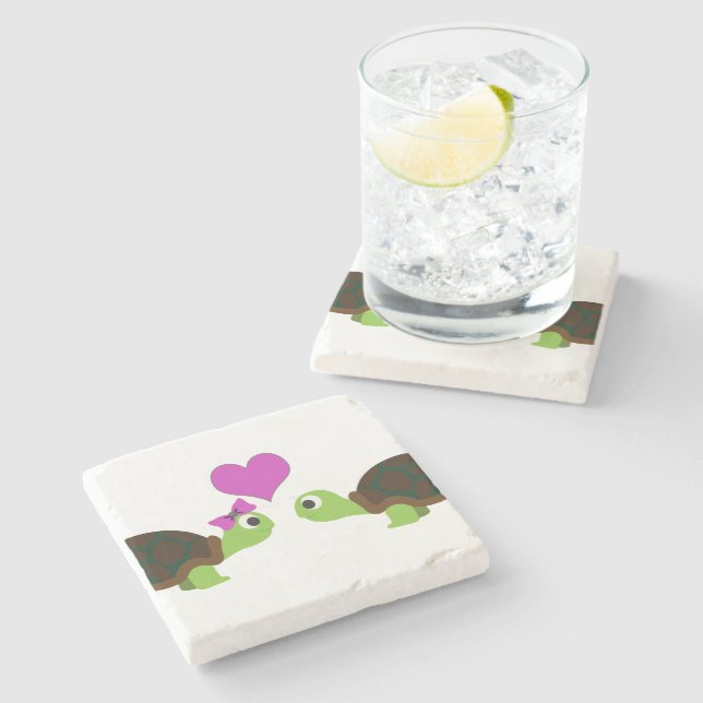 Turtle Love  Stone Coaster (Side)