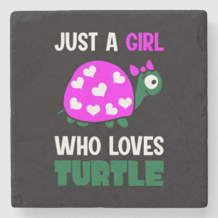 Turtle Lover   A Girl Who Loves Turtles Stone Coaster