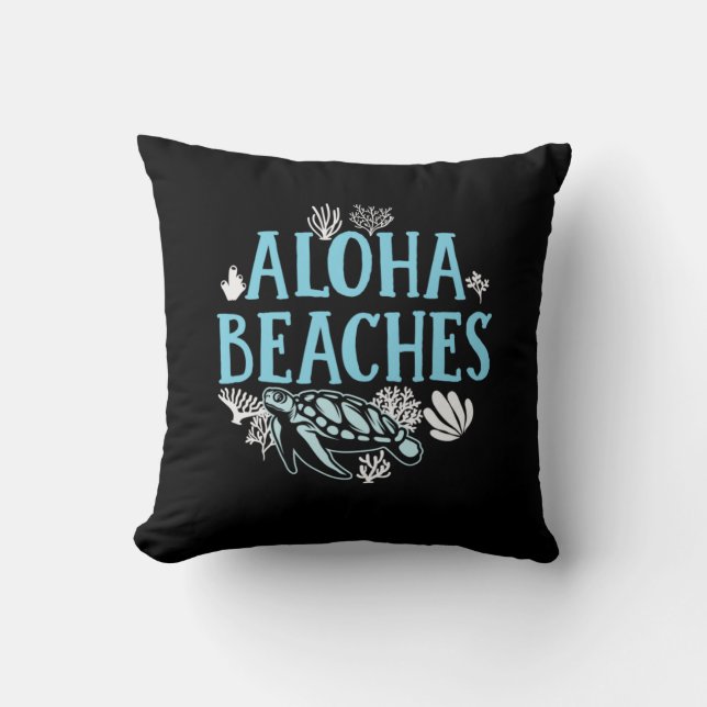 Turtle Lover | Aloha Beaches Throw Pillow (Front)