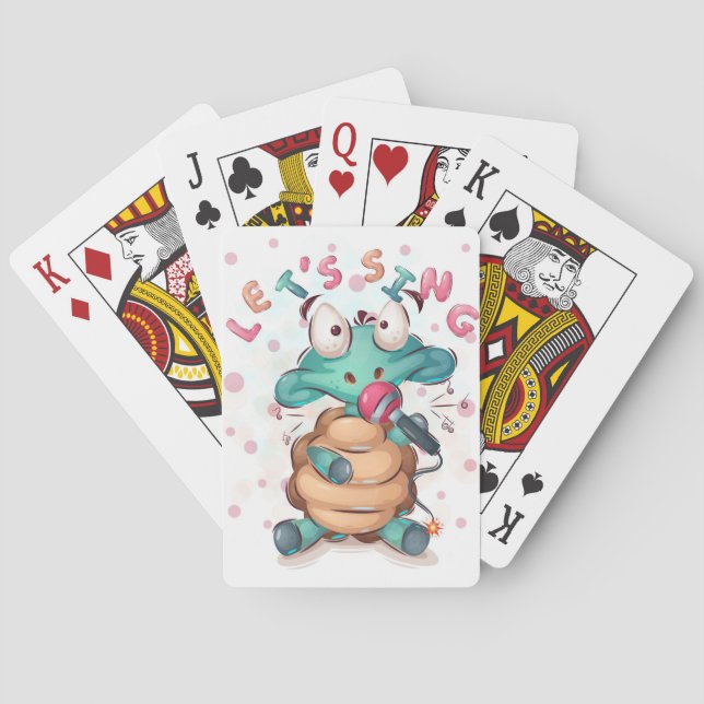 Turtle Lover Cute Turtle Is Singing Playing Cards (Back)