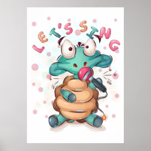 Turtle Lover Cute Turtle Is Singing Poster