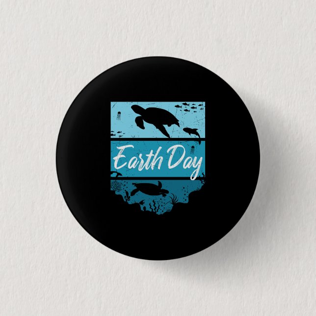 Turtle Lover | Earth Day 1 Inch Round Button (Front)