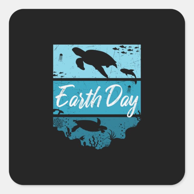 Turtle Lover | Earth Day Square Sticker (Front)