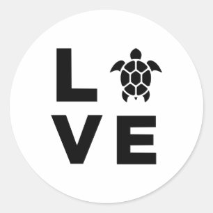 Turtle Lover Gift Love Sea Turtles Heart Classic Round Sticker