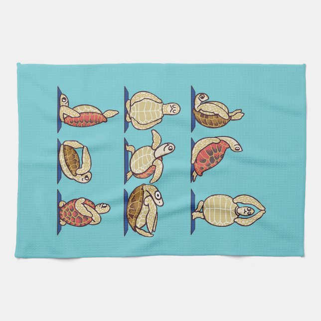 Turtle Lover Green Sea Turtle Yoga Kitchen Towel (Horizontal)