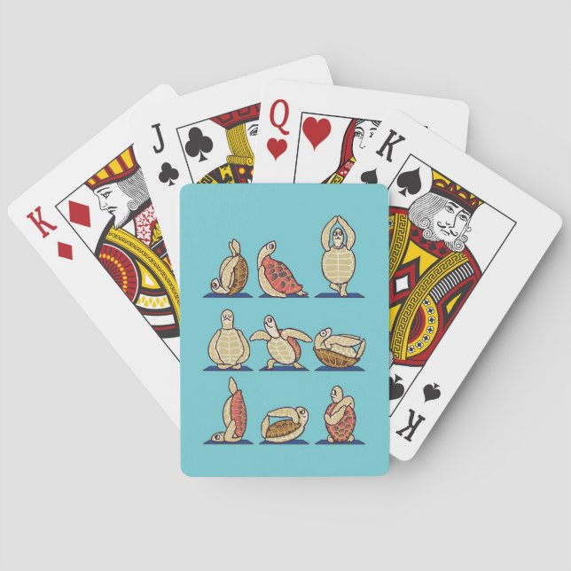 Turtle Lover Green Sea Turtle Yoga Playing Cards (Back)