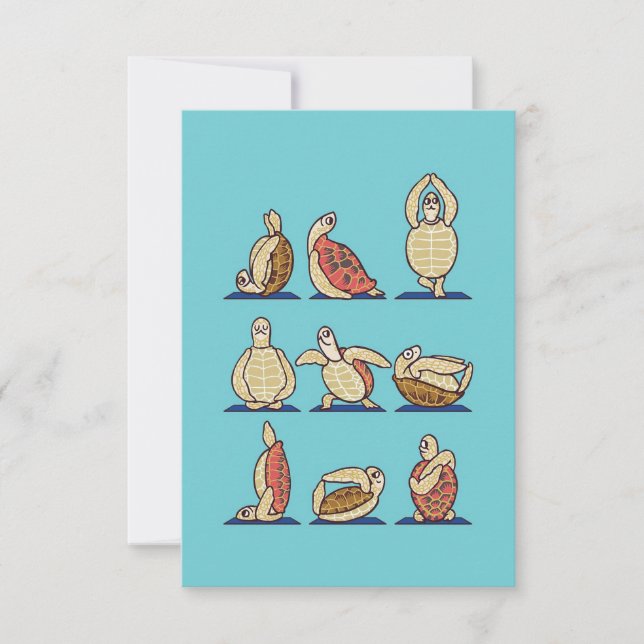 Turtle Lover Green Sea Turtle Yoga Thank You Card (Front)