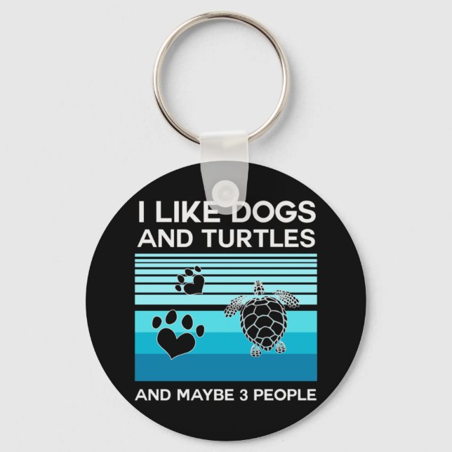 Turtle Lover | I Like Dogs And Turtles Keychain (Front)