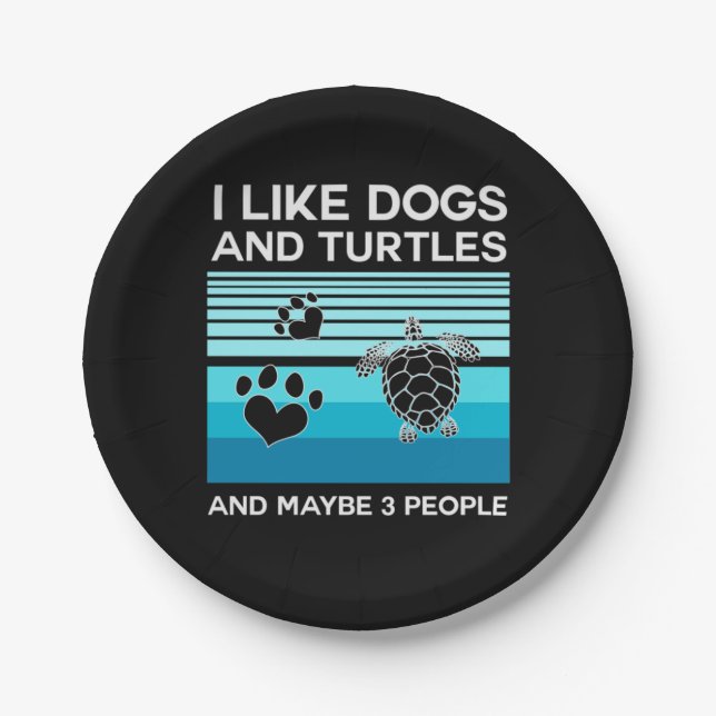 Turtle Lover | I Like Dogs And Turtles Paper Plate (Front)