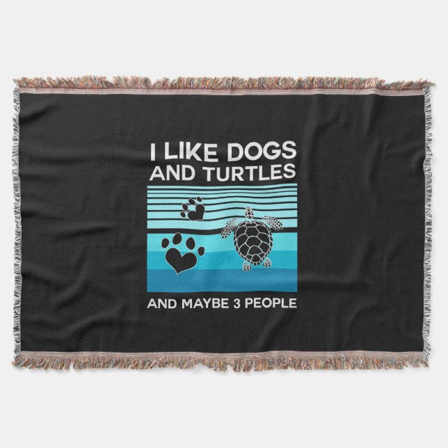 Turtle Lover | I Like Dogs And Turtles Throw Blanket (Front)