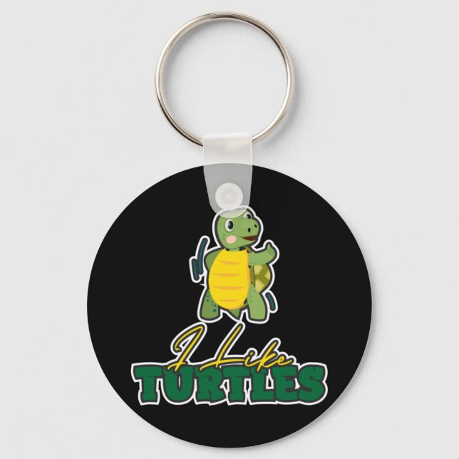Turtle Lover | I Like Turtles Keychain (Front)