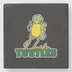 Turtle Lover   I Like Turtles Stone Coaster