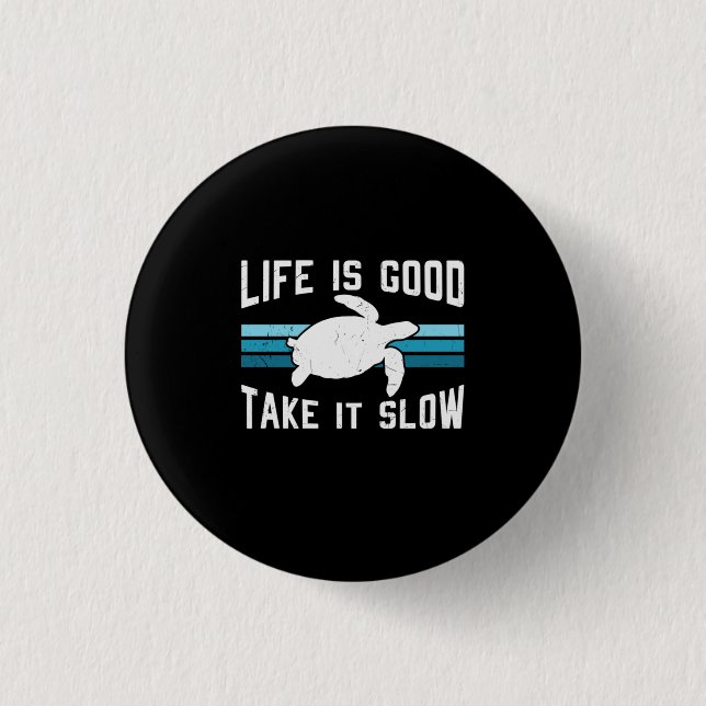 Turtle Lover | Life Is Good 1 Inch Round Button (Front)