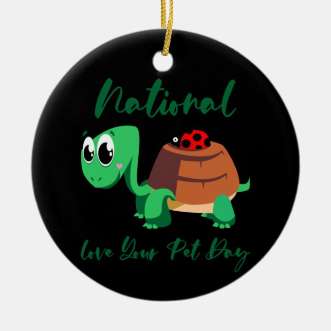 Turtle Lover | National Love Your Turtle Ceramic Ornament (Front)
