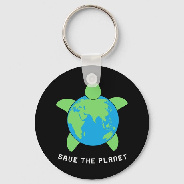 Turtle Lover | Save The Turtle Planet Keychain (Front)