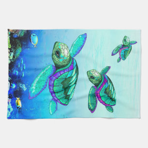 Turtle Lover Sea Turtles Dance Kitchen Towel