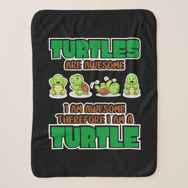 Turtle Lover | Turtles Are Awesome Sherpa Blanket (Front)