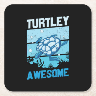 Turtle Lover   Turtley Awesome Square Paper Coaster