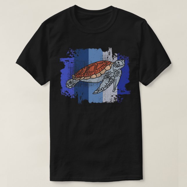 Turtle Marine Biologist Vintage Retro T-Shirt (Design Front)