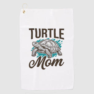 Turtle Mom Vintage Engraving Vector Design_1 Golf Towel