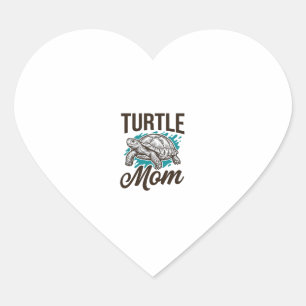 Turtle Mom Vintage Engraving Vector Design_1 Heart Sticker