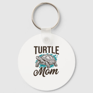 Turtle Mom Vintage Engraving Vector Design_1 Keychain