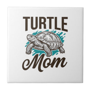 Turtle Mom Vintage Engraving Vector Design_1 Tile