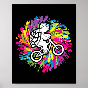 Turtle Mtb Cycling Mountain Biking Lover Tortoise Poster