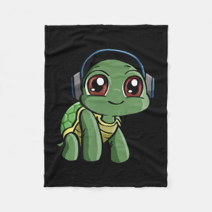 Turtle Music Turtle With Headphones Shirt Ocean &a Fleece Blanket