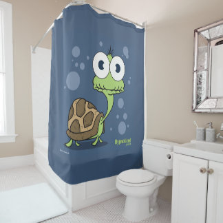 Turtle (Navy Blue Bg) Shower Curtain