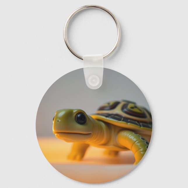 Turtle on a burning candle keychain (Front)