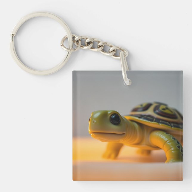 Turtle on a burning candle keychain (Front)
