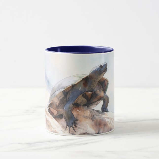 Turtle on a Rock Reptile Art Mug Cup (Center)