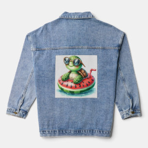 Turtle On A Watermelon Floaty Denim Jacket