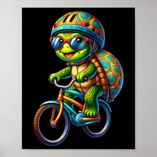 Turtle On Bicycle Lover Cycle Cyclist Bike Tour Cy Poster