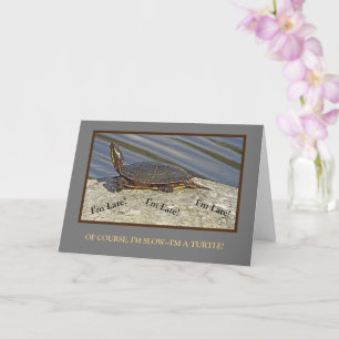 TURTLE ON ROCK/BELATED BIRTHDAY CARD/CUSTOMIZABLE CARD