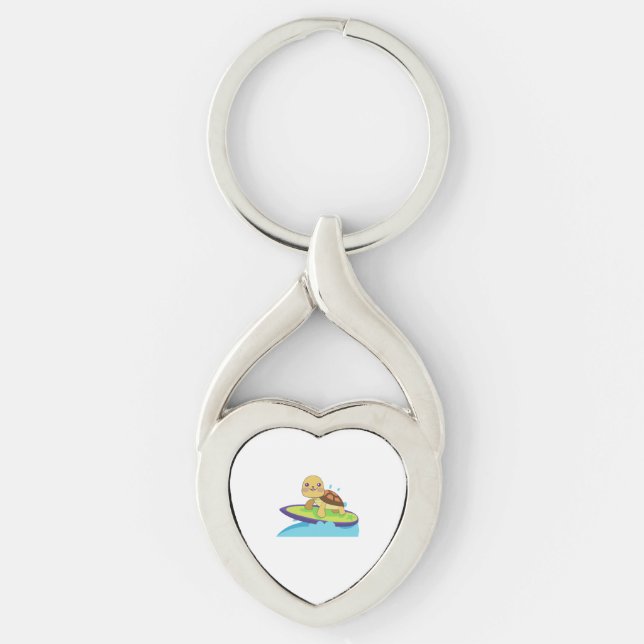 Turtle on surfboard keychain (Front)